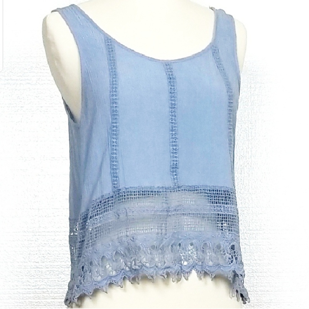 Anthro | Elodie Gauze Crochet crop tank